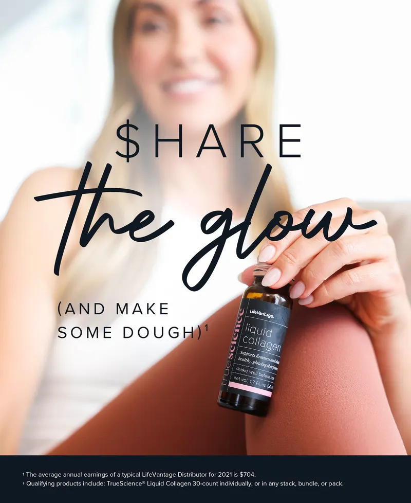 A person taking a selfie while holding a bottle of liquid collagen